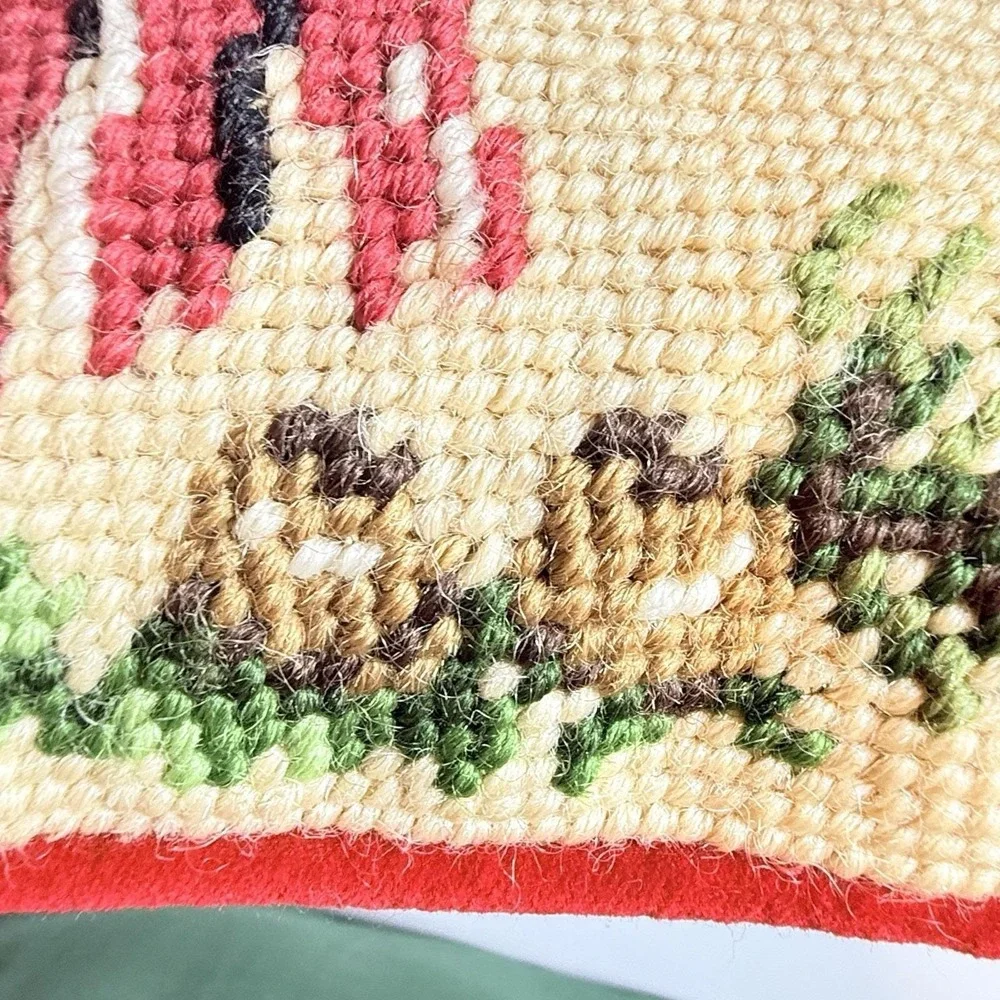 Vintage Handmade Needlepoint Christmas Pillow Home For The Holidays 13x13